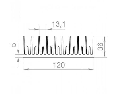 Алюмінієвий радіаторний профіль 120х36 без покриття рифлений - Фото №1