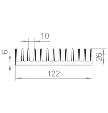 Aluminum radiator profile 122x26 without coating