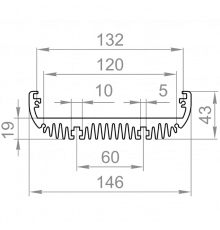 Aluminum radiator profile 146x43 anodized