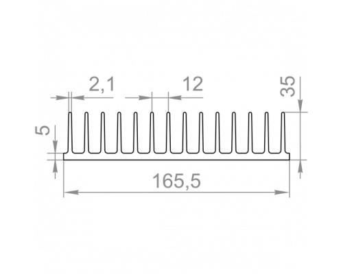 Aluminum radiator profile 165.5x35 А4291 without coating - Фото №1