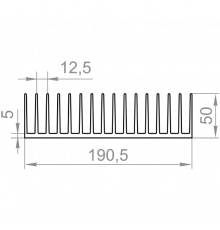 Aluminum radiator profile 190,5x50 without coating - Фото №1