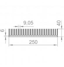 Алюмінієвий радіаторний профіль 250x40 без покриття