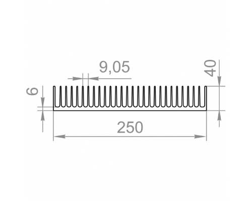 Алюмінієвий радіаторний профіль 250x40 без покриття - Фото №1