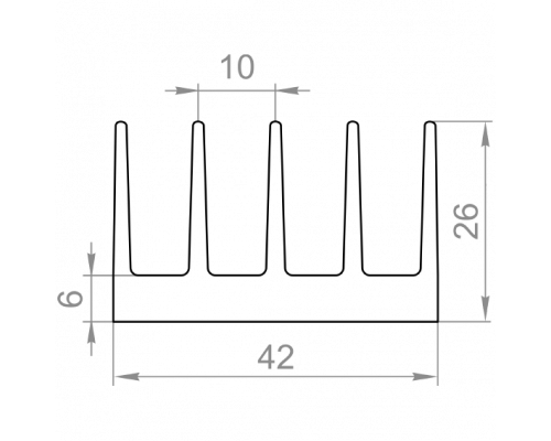 Aluminum radiator profile 42x26 without coating - Фото №1 Aluminum radiator profile 42x26 without coating - Фото №1