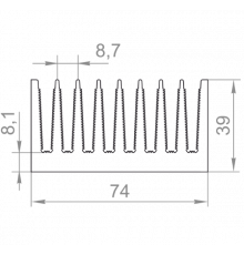 Aluminum radiator profile 74x39 without coating corrugated - Фото №1