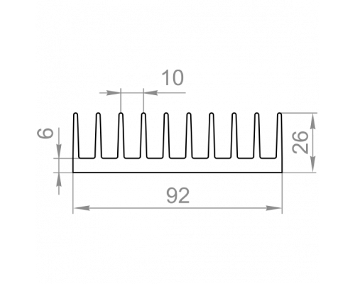 Aluminum radiator profile 92x26 without coating - Фото №1