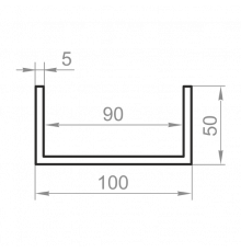 Channel aluminum 100x50x5 anodized