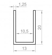 Channel aluminum 13x20x1.25 without coating - Фото №1