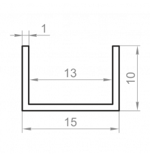 Швеллер алюминиевый 15x10x1 без покрытия