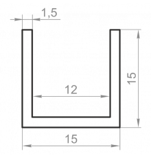 Швеллер алюминиевый 15x15x1,5 без покрытия - Фото №1