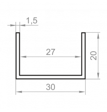 Швеллер алюминиевый 30x20x1,5 анодированный - Фото №1