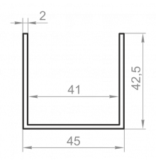 Швеллер алюминиевый 45x42,5x2 анодированный