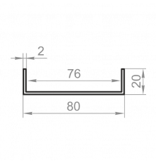 Channel aluminum 80x20x2 anodized