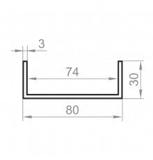 Channel aluminum 80x30x3 without coating - Фото №1