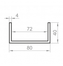 Channel aluminum 80x40x4 without coating - Фото №1