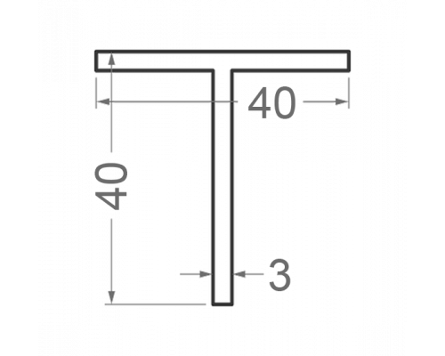 Тавр алюминиевый 40x40x3 анодированный - Фото №1