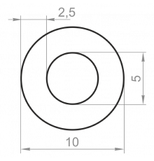 Round aluminum pipe 10x2,5 without coating - Фото №1