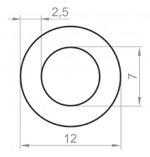 Round aluminum pipe 12x2.5 anodized - Фото №1