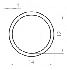 Round aluminum pipe 14x1 anodized - Фото №1