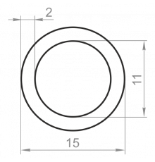 Round aluminum pipe 15x2 anodized