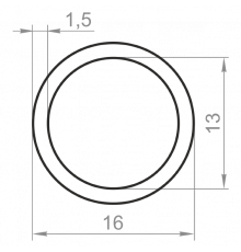 Алюминиевая труба круглая 16x1,5 без покрытия