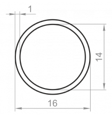 Round aluminum pipe 16x1 without coating