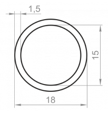 Round aluminum pipe 18x1.5 anodized