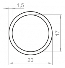 Round aluminum pipe 20x1.5 without coating