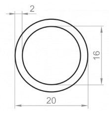 Round aluminum pipe 20x2 anodized