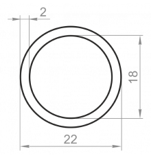 Алюминиевая труба круглая 22x2 анодированная