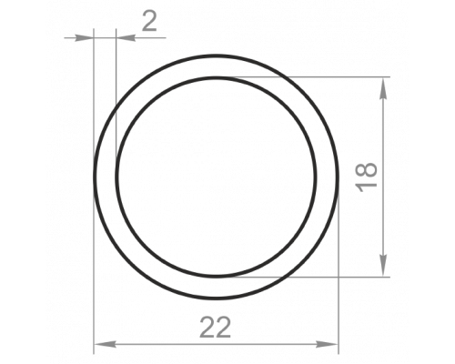 Алюминиевая труба круглая 22x2 без покрытия - Фото №1