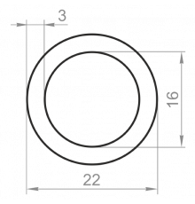 Round aluminum pipe 22x3 without coating