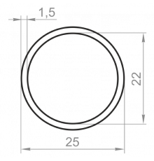 Round aluminum pipe 25x1.5 anodized