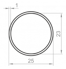 Round aluminum pipe 25x1 anodized