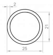 Round aluminum pipe 25x2 anodized