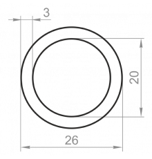 Алюминиевая труба круглая 26x3 без покрытия