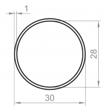 Round aluminum pipe 30x1 anodized