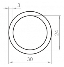 Round aluminum pipe 30x3 without coating - Фото №1