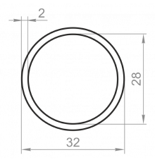 Round aluminum pipe 32x2 anodized - Фото №1