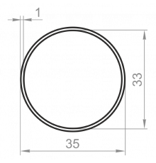 Round aluminum pipe 35x1 anodized - Фото №1