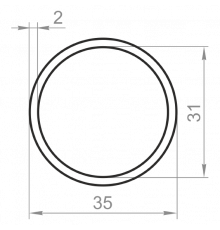 Алюминиевая труба круглая 35x2 анодированная - Фото №1