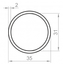 Round aluminum pipe 35x2 anodized