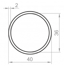 Round aluminum pipe 40x2 without coating - Фото №1