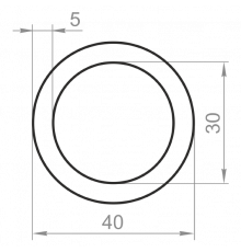 Round aluminum pipe 40x5 without coating - Фото №1