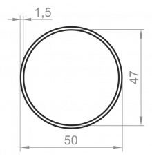 Round aluminum pipe 50x1.5 anodized - Фото №1