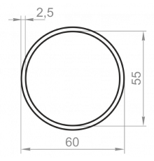 Алюминиевая труба круглая 60x2,5 анодированная - Фото №1