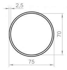 Round aluminum pipe 75x2.5 without coating