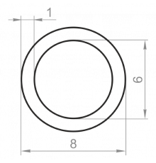 Алюмінієва труба кругла 8х1 анодована - Фото №1