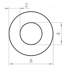 Алюминиевая труба круглая 8x2 анодированная