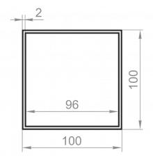 Труба алюминиевая квадратная 100x100x2 анодированная